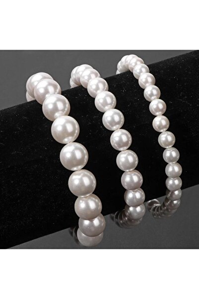 Shiklik 3-Piece White Color Pearl Women's Bracelet Set
