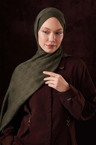 Levidor Lvd printed naia jacquard shawl-khaki