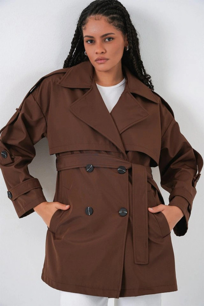 nedo7 Belted Short Trench Coat 5974 - Brown