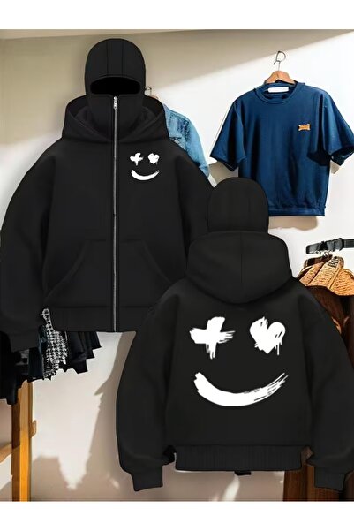 LAND MODA Hanorac unisex Ninja cu mască de zăpadă Cardigan din lână groasă cu...