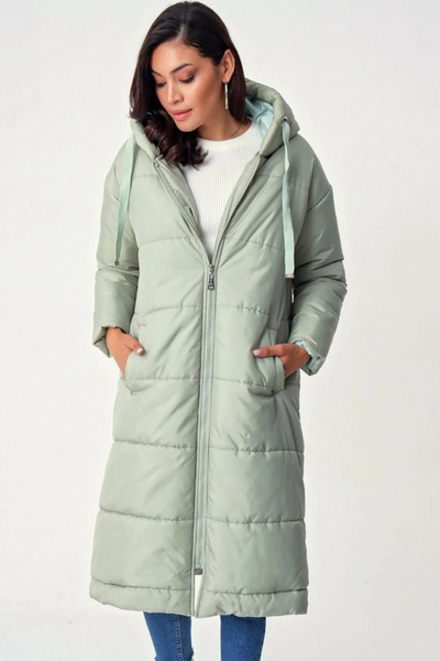 nedo7 5120 Hooded Long Puffer Jacket - Mint