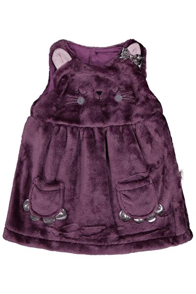 Civil Baby Cep Detaylı Kedi Nakışlı 6-18 Ay Elbise - Lila 18-24 Ay