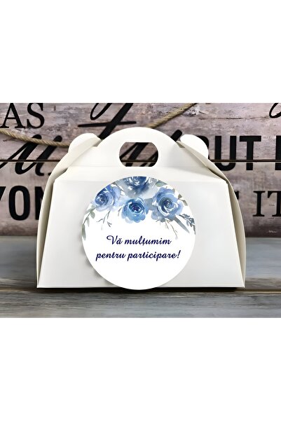 Invitatii Originale Cutii prajituri nunta BLUE ROSES - Set 20 buc