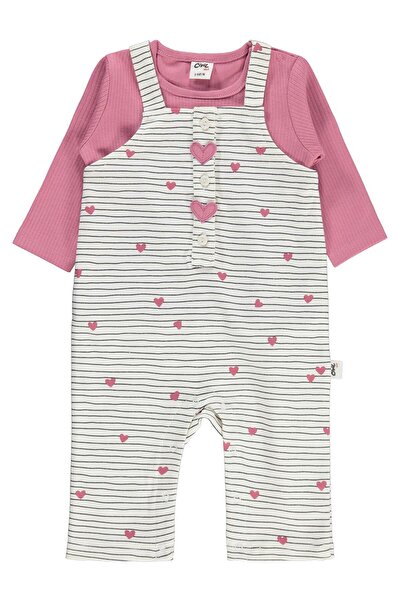 Civil Baby بذلة مخططة بطباعة قلب للأطفال من 6-18 شهرًا - لون إكرو للأطفال من ...