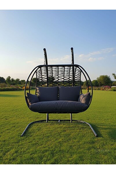 listera Çift Kişilik Makrome Örgülü Sallanan Salıncak, Çiftli Lüks Balkon Bah...