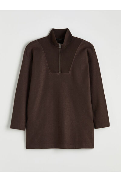 LC Waikiki Brown Mock Neck women's sweatshirt tunic from gülis store