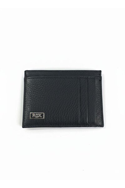 REX Slim leather card wallet with cash slot and 6 card slots - Modern black d...