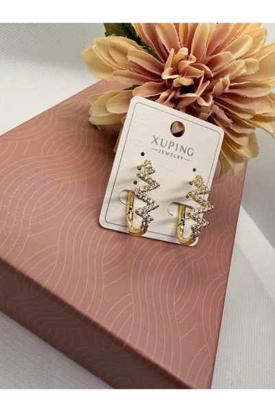 XUPING JEWELRY Zircon Stone Zigzag Model Steel Earrings