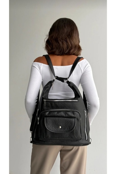 themoiss Themois Soft Leather Multi-Compartment Backpack and Shoulder Bag Lar...