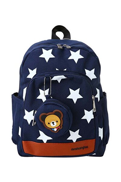 Generic Star Printed Design Canvas Backpack Navy/White