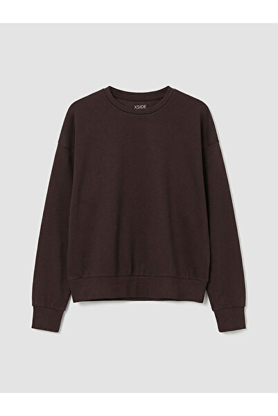 LC Waikiki Καφέ Γυναικείο Φούτερ με λαιμόκοψη Crew Neck και απαλή υφή