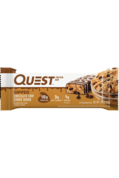 YABANEEZ لوح بروتين بنكهة عجينة الكوكيز ورقائق الشوكولاتة المغطسة "كويست"