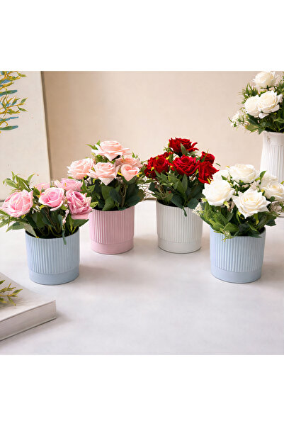 JML 1 Artificial Flowers 23cm, Rose Model in Plastic Pot Different Colors