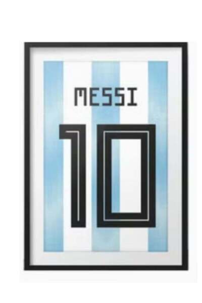 urbantrands Messi10 Home Decor Wall Art Poster With Frame Blue/White/Black
