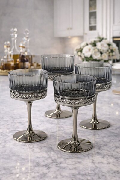 isra kristal 4-Piece Crystal Silver-Legged Glass Presentation Bowl – Serving ...