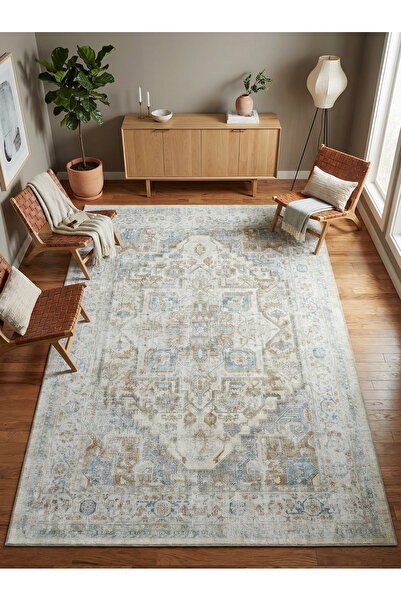 Rose'n Home Arte VN033-1 Vintage Klasik Desenli Dekoratif Şönil Halı
