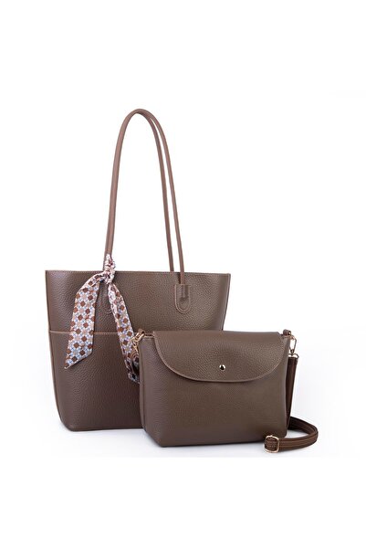 Nas Bag مجموعة حقائب كتف نسائية كبيرة الحجم مكونة من قطعتين من مينك لوبيز