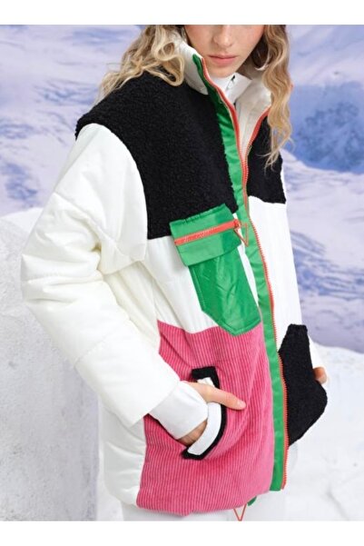 Veto Jeans Tasarım Garnili Beyaz Mont