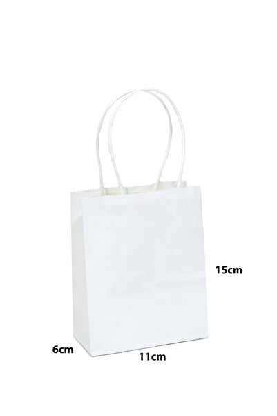 Generic 12 قطعة من أكياس ورقية لون أبيض الأبعاد 11×6×15 سم