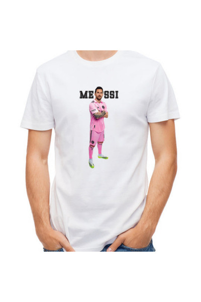 Printoot Customizable Messi Inter Miami Pink Fan White Unisex Cotton Shirt