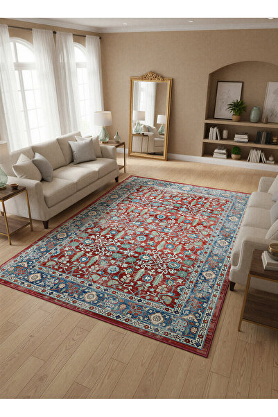 Rose'n Home Arte VN034 Vintage Klasik Desenli Dekoratif Şönil Halı Salon Kori...