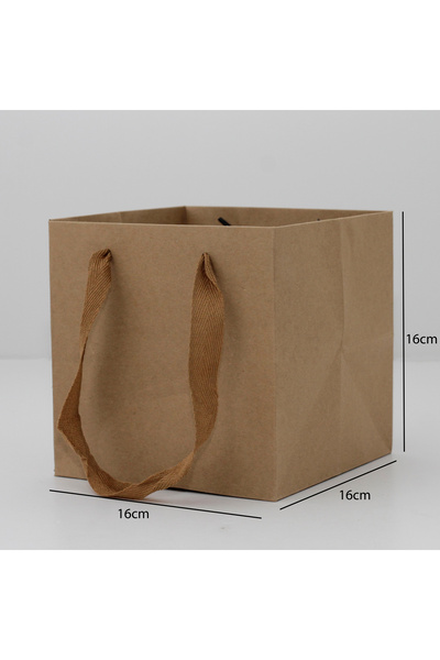 Generic 12 pieces of cardboard-colored paper bags, dimensions 16×16×16 cm