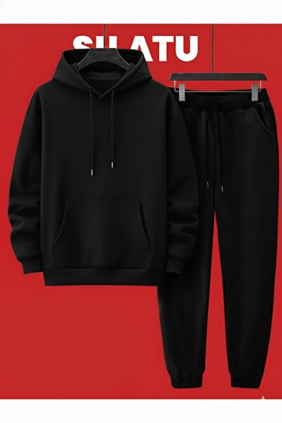 TUNWEX Unisex Hooded Bottom Black 2-Piece Set