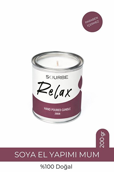 SOURBE Relax Lavanta Aromalı Kokulu Soya Mum %100 Doğal Dekoratif Metal Mum M...