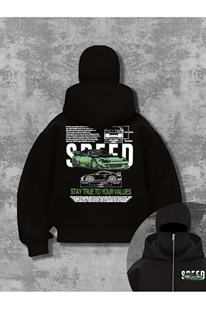 LAND MODA Φούτερ Ninja Unisex με μάσκα χιονιού Ζακέτα με 2 νήματα χοντρό φλις