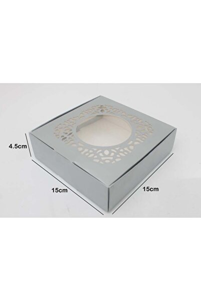 Generic 12 قطعة من علبة ورقية مع نافذة شفافة مزخرفة اللون فضي