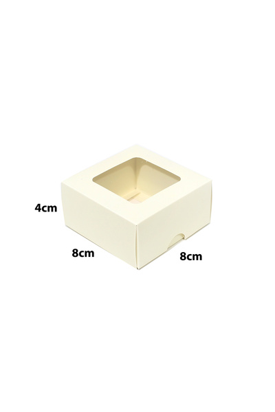Generic 12 pieces of paper candy boxes with a window, off-white color, dimens...