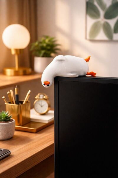 YSR HOME Haylaz Ördek Masa Üstü Figürü – Eğlenceli Dekoratif Raf & TV Üstü Bi...