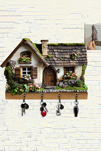 kutuTR Kır Evi Temalı 3D Görünümlü MDF Duvar Anahtarlık Askısı – Dekoratif As...