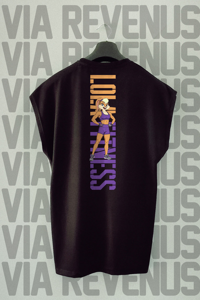 Vordevia Lola Fitness Gym Back Printed Zero Sleeve 100% Cotton Sports Tshirt