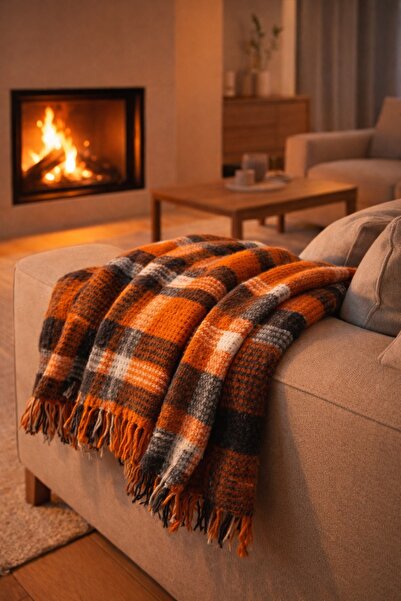 Bizdenuygunuyok Orange Television Blanket |   Soft Textured |   Warm Seat Bla...
