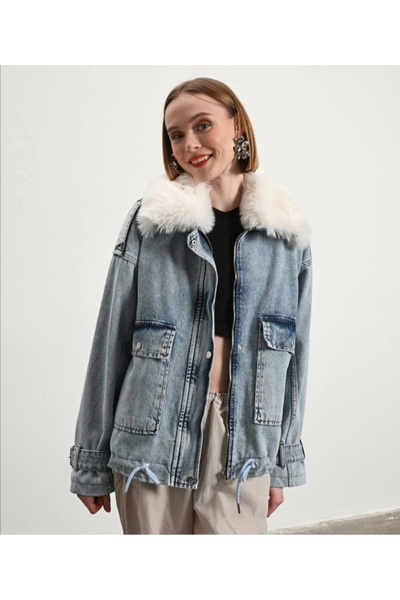 Veto Jeans Yakası Kürklü Kot Mont