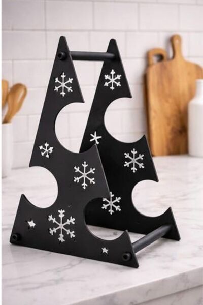 janiyeva Siyah Renk Metal Şaraplık Standı Modern Dekoratif Şarap Standı | Mas...