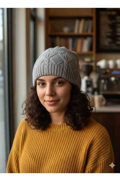 Betülce Women's Knitted Patterned Knitwear Beanie |   Soft Textured, Winter Hat