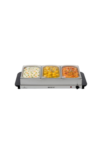 rebune 300W electric buffet heater with three 2.5L stainless steel heating ba...