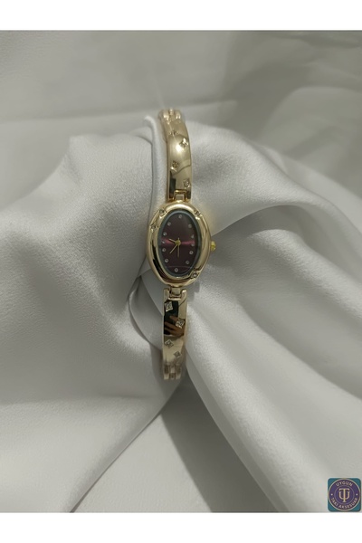 uyguntakıaksesuar Gold Color Stone Detailed Bracelet Form Women's Wristwatch ...