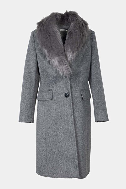 Ekol Yakası Kürklü Kaşe Kaban