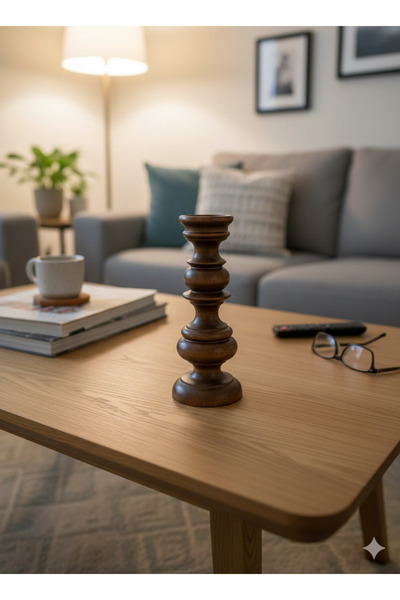 Woodya Sümbül tekli ahşap şamdan 22 cm