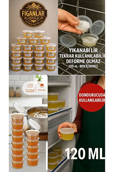 figanlar ambalaj 5 Adet 120cc ml Sızdırmaz Kapaklı Sosluk Buzluk Saklama Kabı...