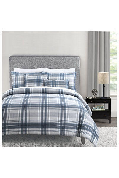 Bee Home Burshed Navy | 5-Piece Double Cotton Duvet Set