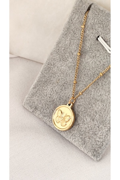 DİAVENTA TAKI VE AKSESUAR 316L Steel Butterfly Plate Pendant Stainless Steel ...