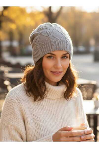 Betülce Women's Knitted Patterned Knitwear Beanie |   Soft Textured, Winter Hat
