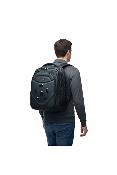 Blue Burry Stylish Multi-Compartment Backpack with Hard Front Panel | School,...