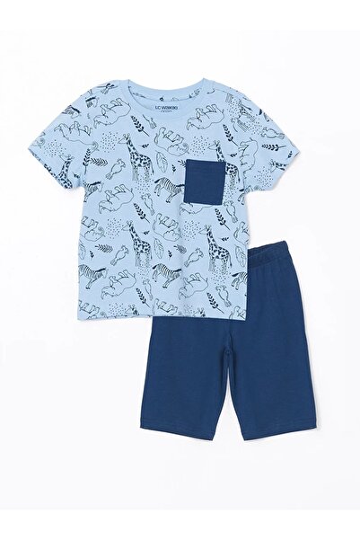 LC Waikiki Lcw Kids Blue Crew Neck Boy Pajamas Set