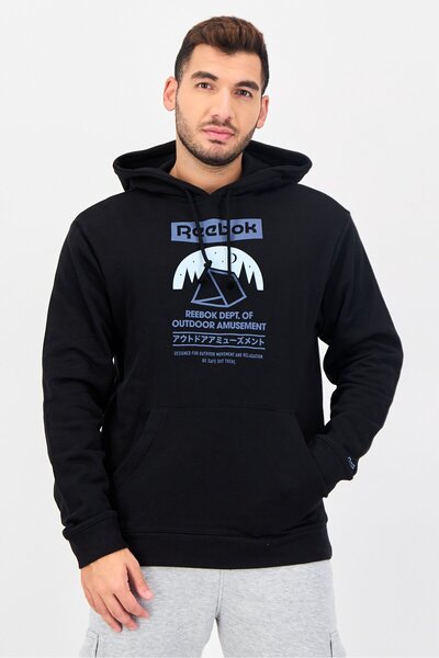 Reebok Men Sportswear Fit Long Sleeve Outdoor Hoodie, Black