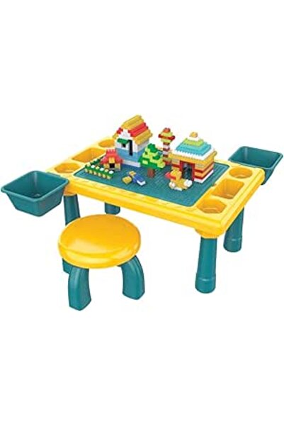 StarMarz مجموعة طاولة أنشطة 4 في 1 مع مقعد ومكعبات من ستار مارز، 300 قطعة، مت...